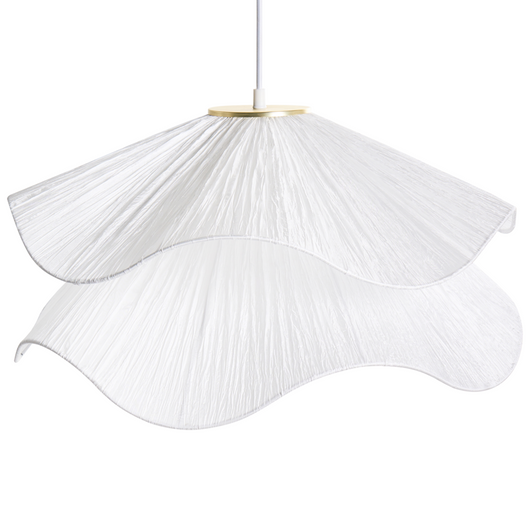 Lampada a sospensione con base in ferro e paralume in tessuto stile moderno luce d'atmosfera bianco