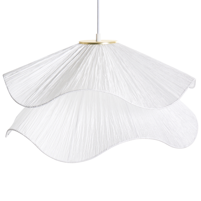 Lampada a sospensione con base in ferro e paralume in tessuto stile moderno luce d'atmosfera bianco