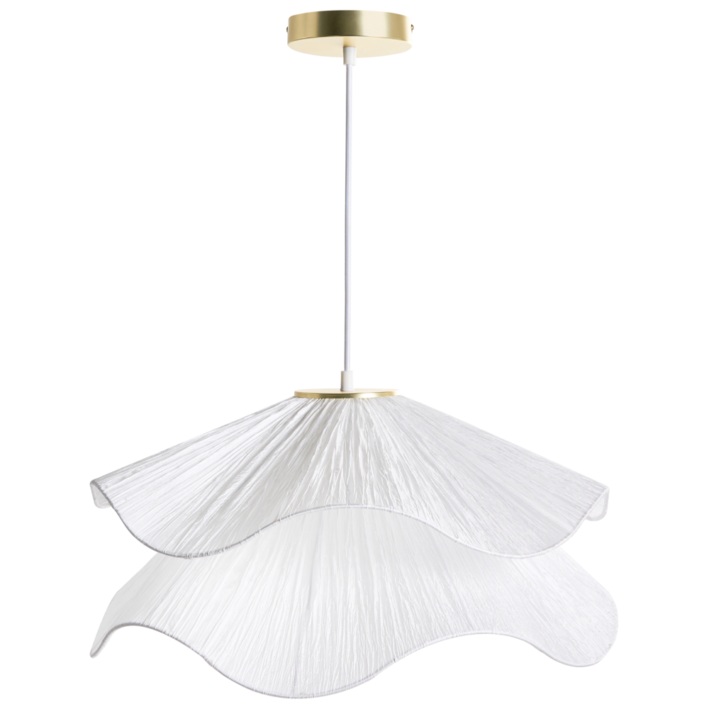 Lampada a sospensione con base in ferro e paralume in tessuto stile moderno luce d'atmosfera bianco