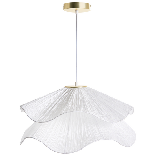 Lampada a sospensione con base in ferro e paralume in tessuto stile moderno luce d'atmosfera bianco