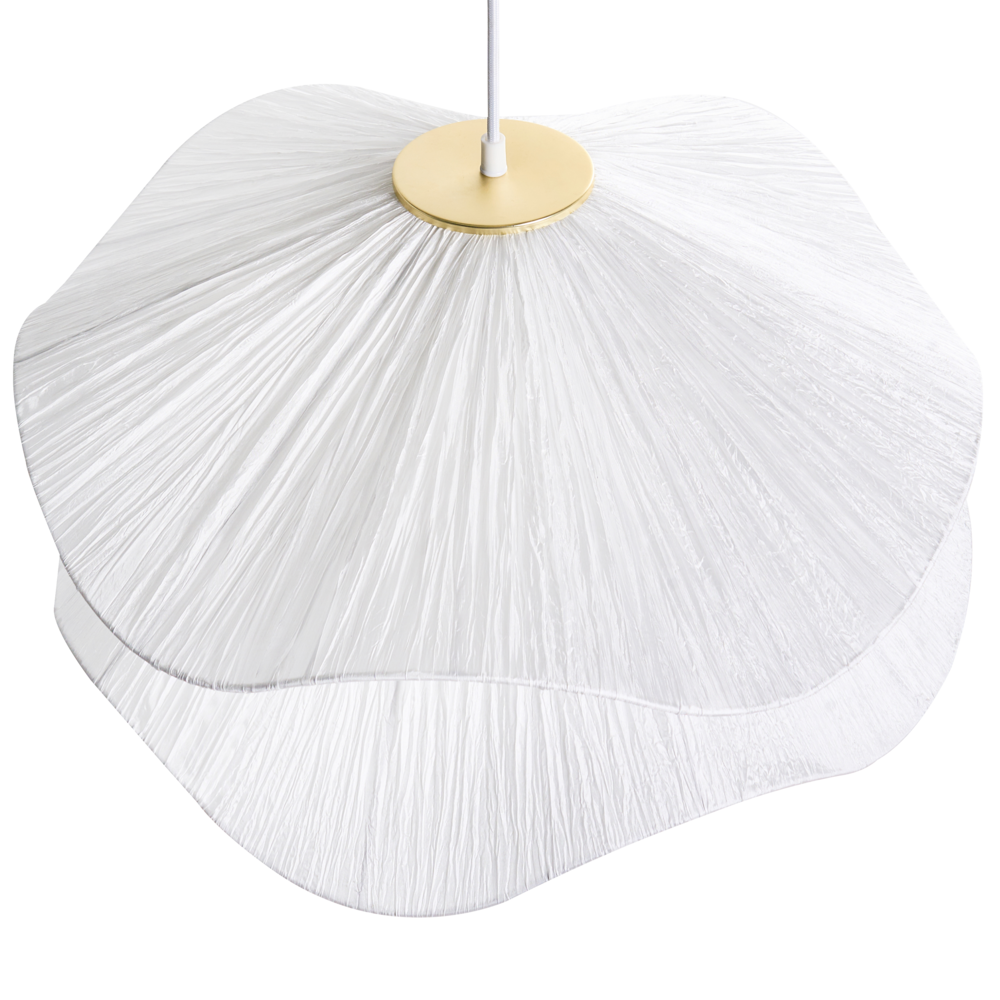 Lampada a sospensione con base in ferro e paralume in tessuto stile moderno luce d'atmosfera bianco