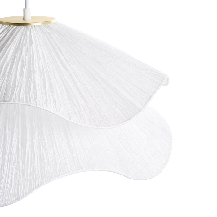 Lampada a sospensione con base in ferro e paralume in tessuto stile moderno luce d'atmosfera bianco