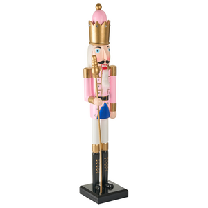 Statuina Schiaccianoci in materiale sintetico Rosa decorazione natalizia