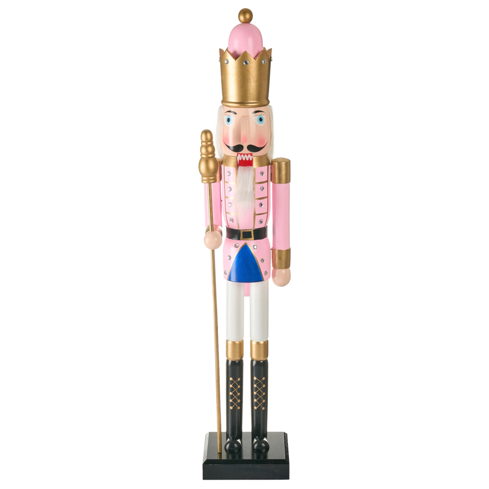 Statuina Schiaccianoci in materiale sintetico Rosa decorazione natalizia