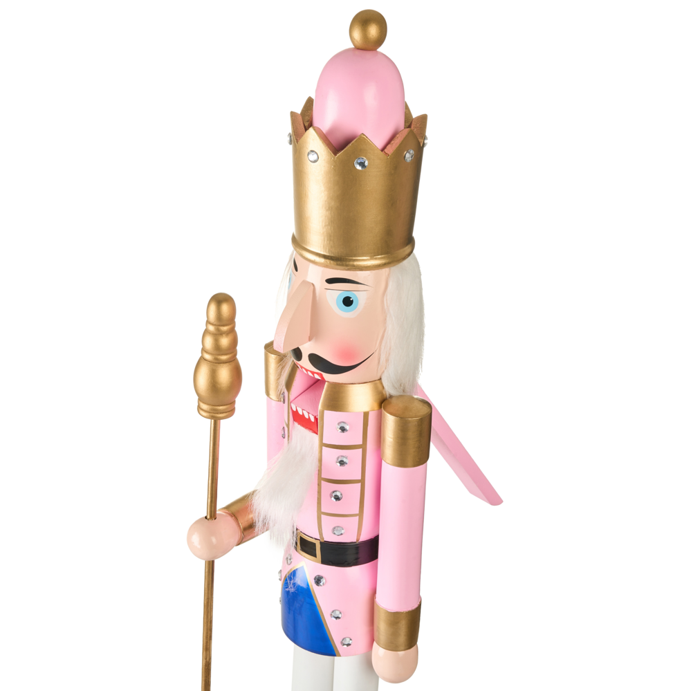 Statuina Schiaccianoci in materiale sintetico Rosa decorazione natalizia