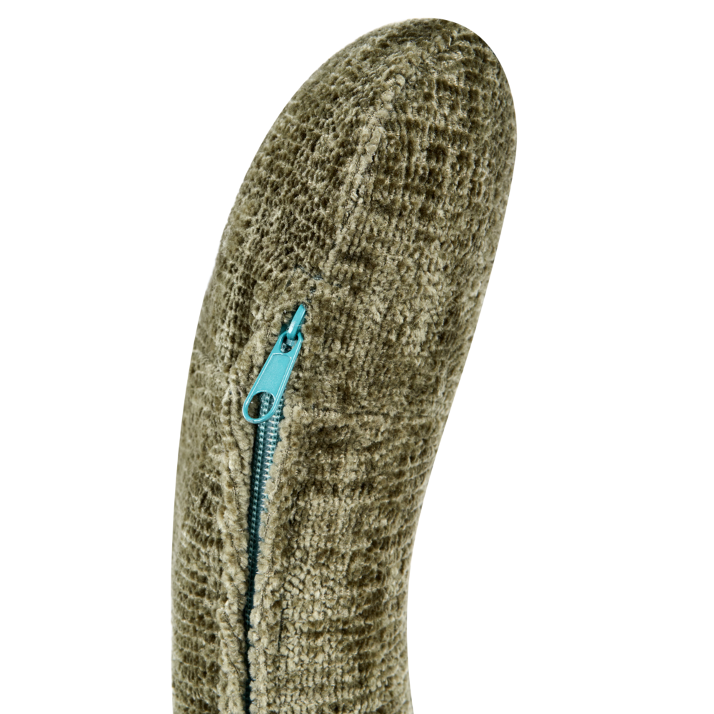 Poltrona girevole con seduta in ciniglia verde senza braccioli con cuscino, gambe in metallo in stile retrò