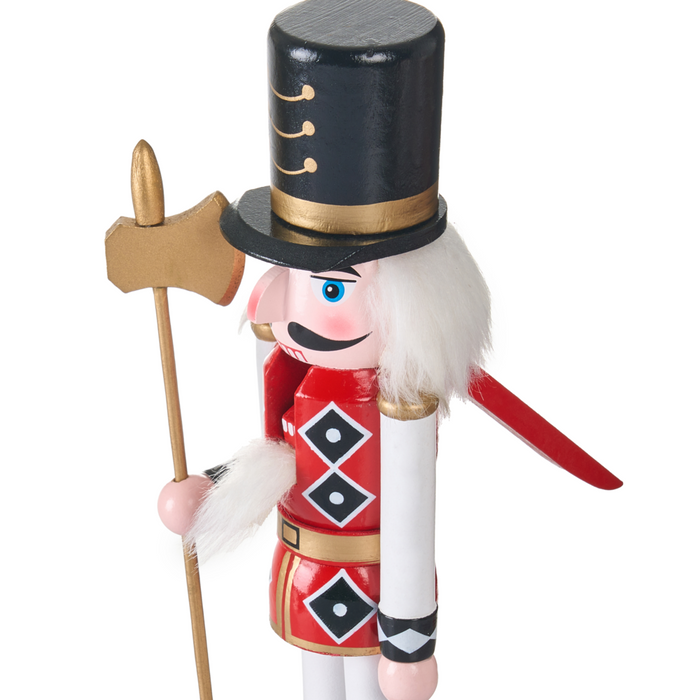 Set di 3 statuine di schiaccianoci in legno di pino Decorazioni natalizie con bocca apribile Fatte a mano Bianco e rosso decorazione natalizia