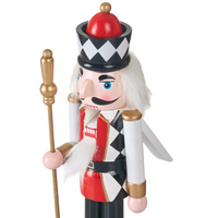 Set di 3 statuine di schiaccianoci in legno di pino Decorazioni natalizie con bocca apribile Fatte a mano Bianco e rosso decorazione natalizia