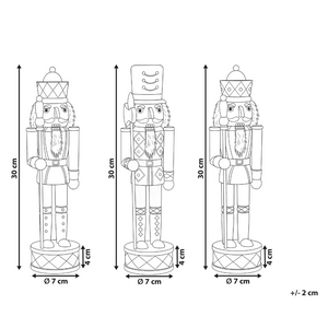 Set di 3 statuine di schiaccianoci in legno di pino Decorazioni natalizie con bocca apribile Fatte a mano Bianco e rosso decorazione natalizia