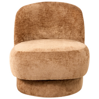 Poltrona girevole con rivestimento in ciniglia schienale curvo marrone dorato stile Retro