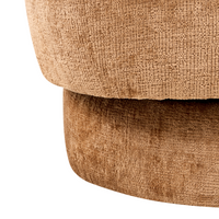 Poltrona girevole con rivestimento in ciniglia schienale curvo marrone dorato stile Retro