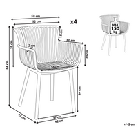 Set di 4 sedie di plastica con braccioli marrone per interno esterno in stile minimalista
