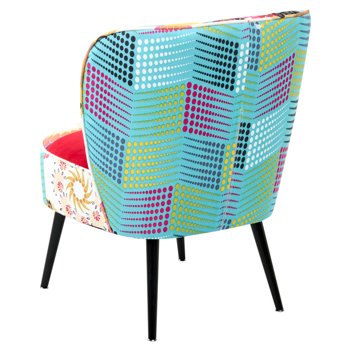 Poltrona Blu Tessuto multicolore senza braccioli Sedia senza braccioli capitonnè Verticale Gambe In Legno