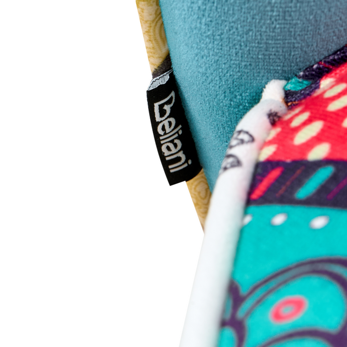 Poltrona Blu Tessuto multicolore senza braccioli Sedia senza braccioli capitonnè Verticale Gambe In Legno