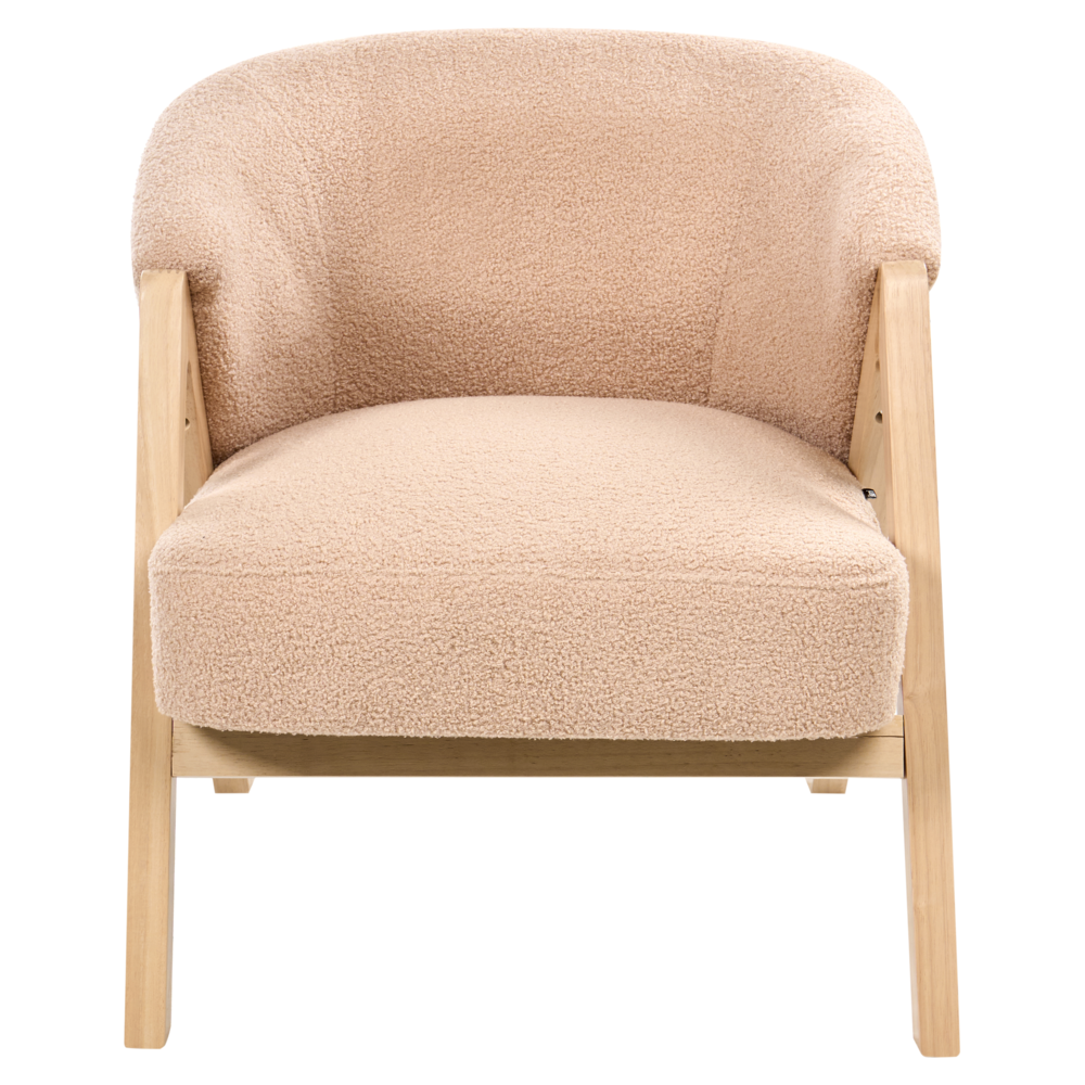 Poltrona da Soggiorno Senza Braccioli bouclè beige capitonnè Verticale Gambe In Legno