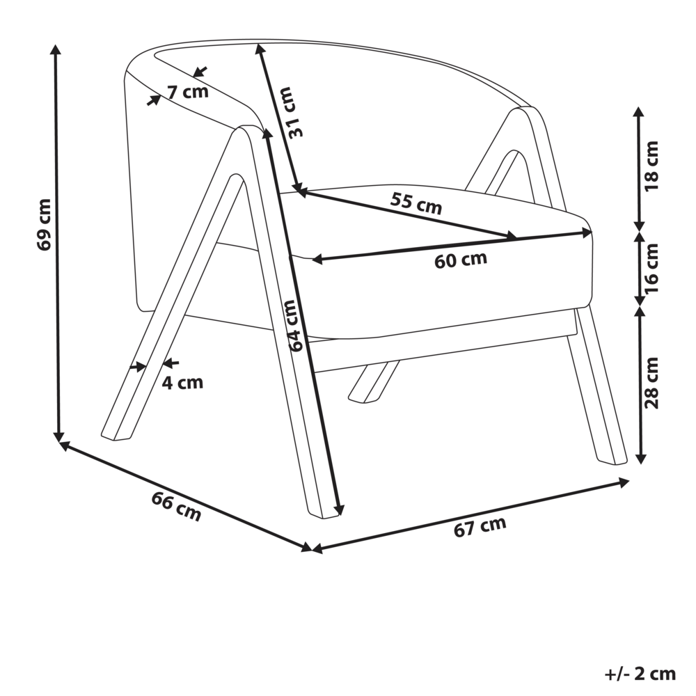 Poltrona da Soggiorno Senza Braccioli bouclè beige capitonnè Verticale Gambe In Legno