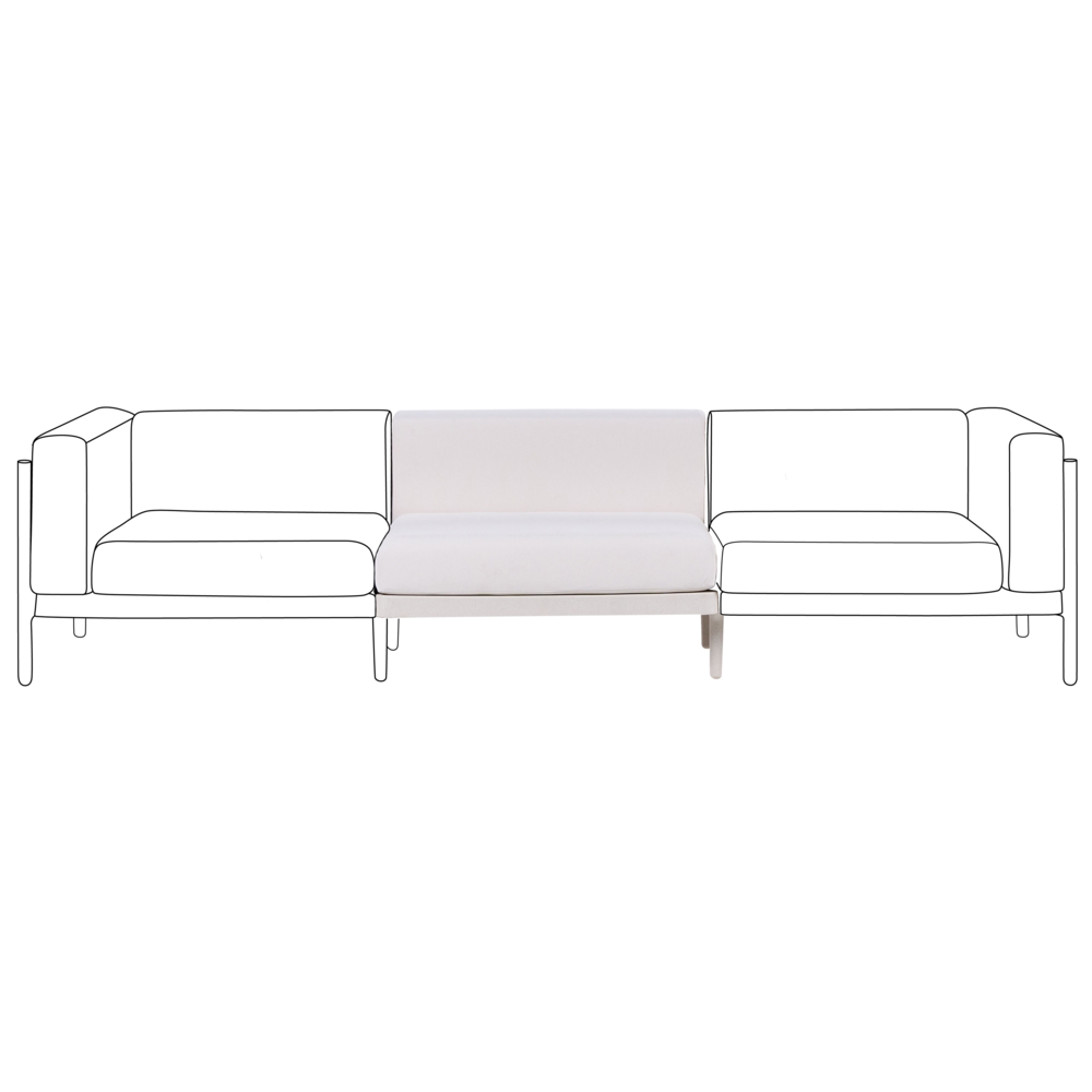 Divano da giardino a 1 posto con struttura sintetica beige chiaro senza braccioli da esterno con cuscini stile moderno