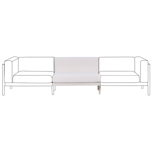 Divano da giardino a 1 posto con struttura sintetica beige chiaro senza braccioli da esterno con cuscini stile moderno