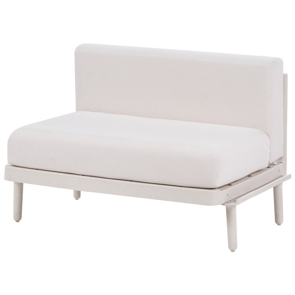 Divano da giardino a 1 posto con struttura sintetica beige chiaro senza braccioli da esterno con cuscini stile moderno