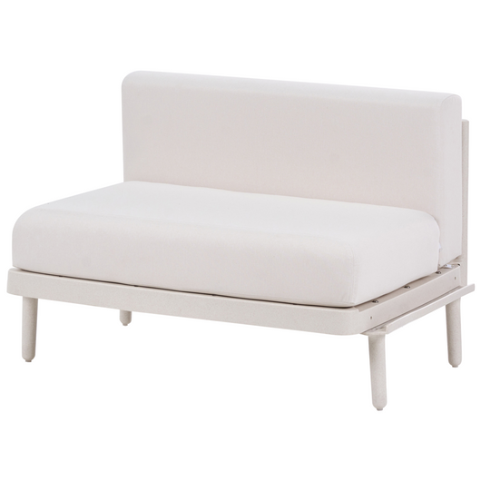 Divano da giardino a 1 posto con struttura sintetica beige chiaro senza braccioli da esterno con cuscini stile moderno