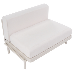 Divano da giardino a 1 posto con struttura sintetica beige chiaro senza braccioli da esterno con cuscini stile moderno