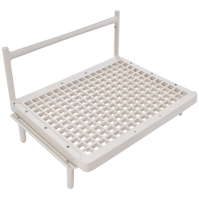 Divano da giardino a 1 posto con struttura sintetica beige chiaro senza braccioli da esterno con cuscini stile moderno