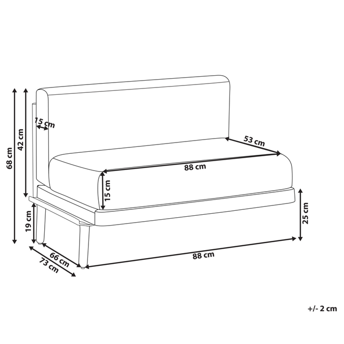 Divano da giardino a 1 posto con struttura sintetica beige chiaro senza braccioli da esterno con cuscini stile moderno