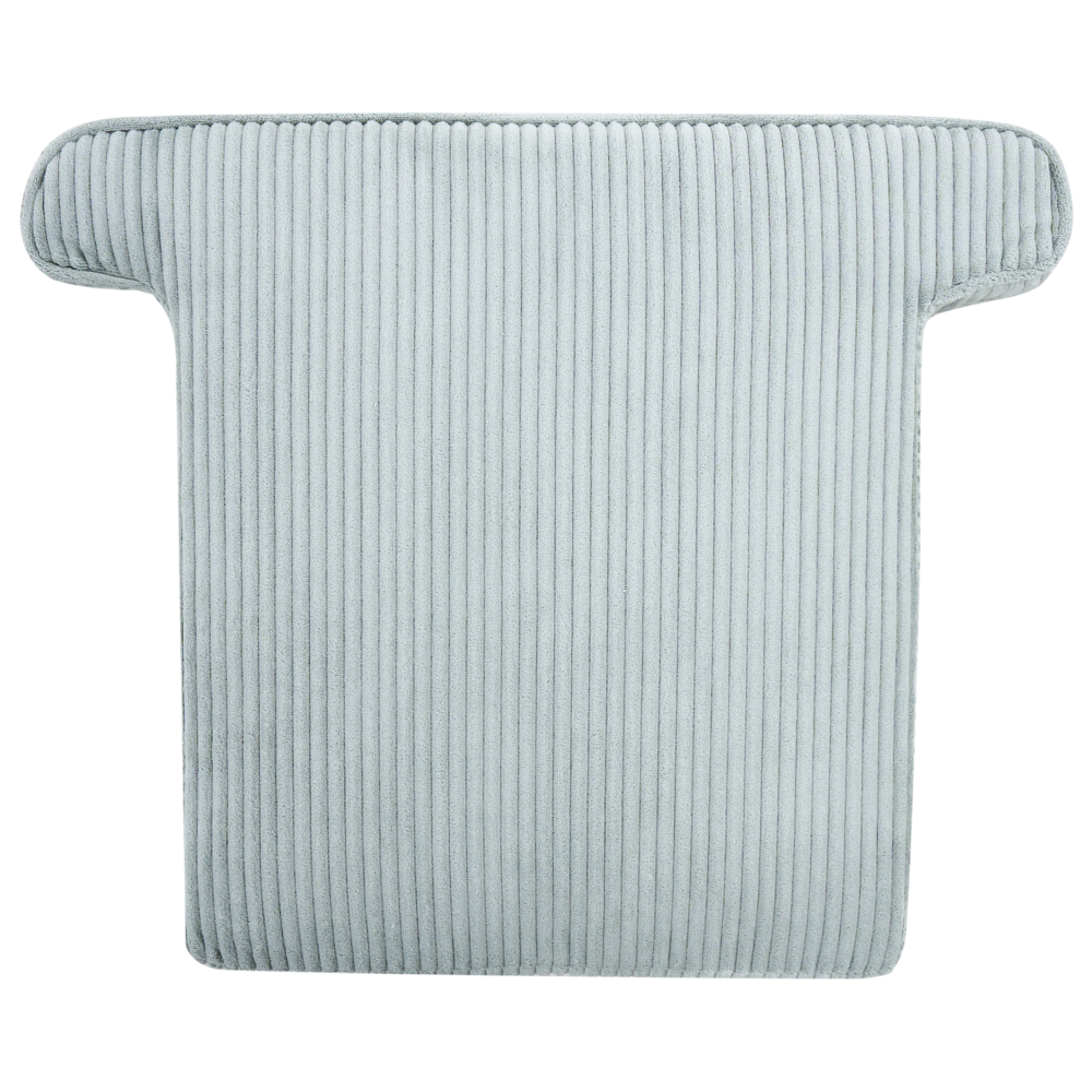 Poltrona con schienale alto rivestita in velluto a coste con gambe in legno azzurro stile Tradizionale