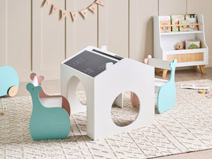 Set da tavolo per bambini a 2 posti con sedie Tavolo multicolore in MDF con lavagna da tavolo Camera dei bambini
