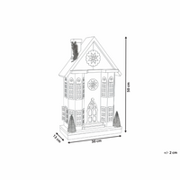 Decorazione natalizia in legno di abete marrone chiaro con luci LED statuetta di casa fatta a mano tradizionale