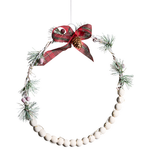 Set di 3 decorazioni natalizie Ghirlanda luminosa LED in legno di abete bianco Fatto a mano Tradizionale