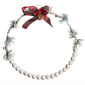 Set di 3 decorazioni natalizie Ghirlanda luminosa LED in legno di abete bianco Fatto a mano Tradizionale