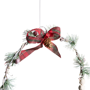 Set di 3 decorazioni natalizie Ghirlanda luminosa LED in legno di abete bianco Fatto a mano Tradizionale