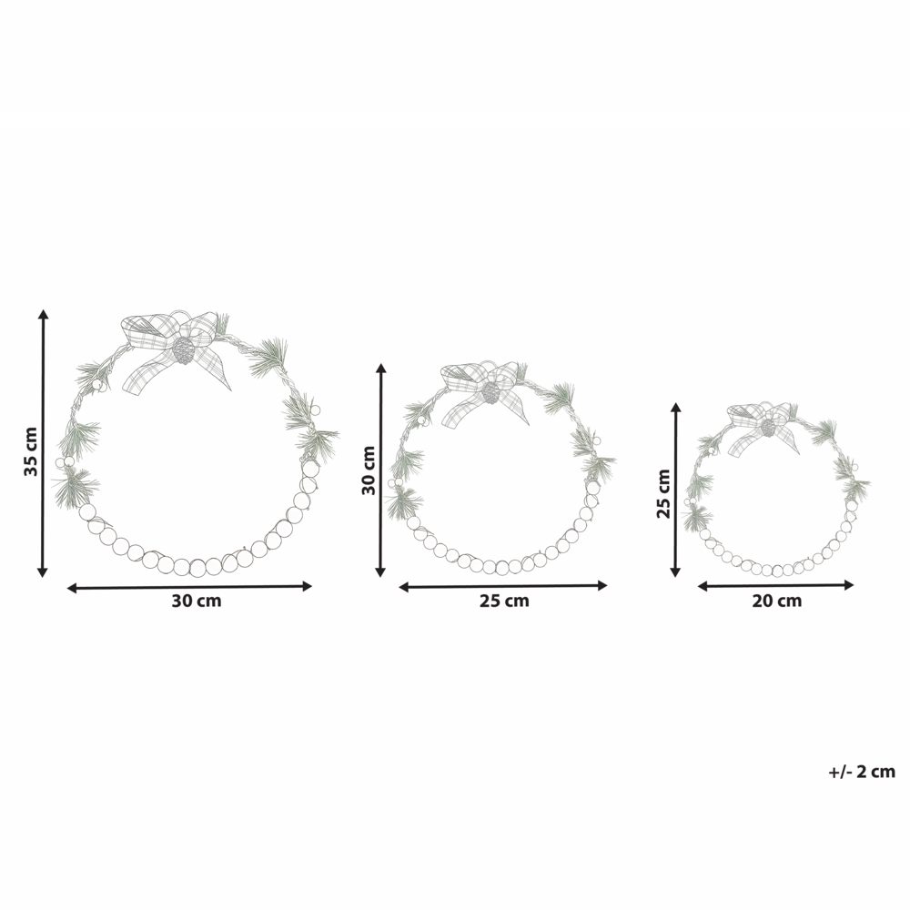 Set di 3 decorazioni natalizie Ghirlanda luminosa LED in legno di abete bianco Fatto a mano Tradizionale