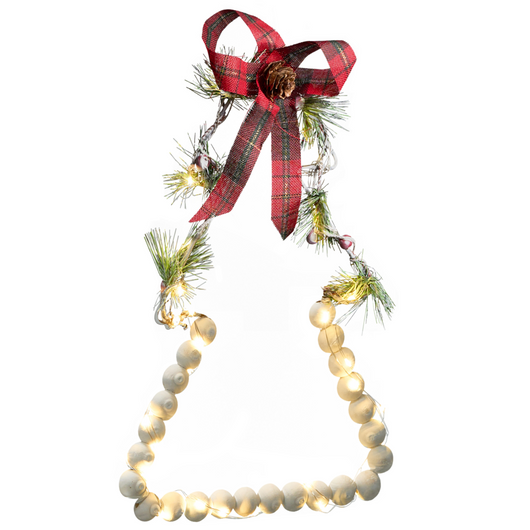 Set di 3 decorazioni natalizie in legno di abete bianco con luci LED da appendere all'albero di Natale, realizzate a mano in stile tradizionale