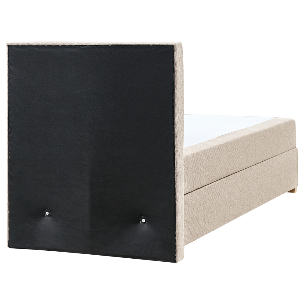 Letto singolo con contenitore sollevabile in tessuto tortora 90 x 200 cm con testiera stile moderno