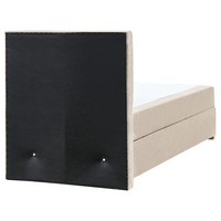 Letto singolo con contenitore sollevabile in tessuto tortora 90 x 200 cm con testiera stile moderno