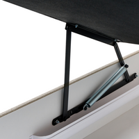 Letto singolo con contenitore sollevabile in tessuto tortora 90 x 200 cm con testiera stile moderno