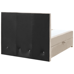 Letto matrimoniale con contenitore sollevabile in tessuto tortora 120 x 200 cm con testiera stile moderno