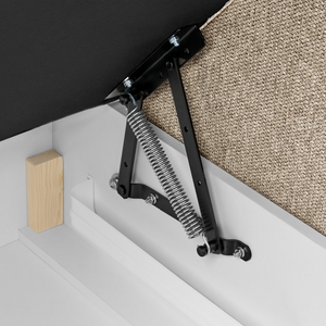 Letto matrimoniale con contenitore sollevabile in tessuto tortora 120 x 200 cm con testiera stile moderno