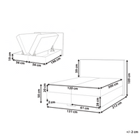 Letto matrimoniale con contenitore sollevabile in tessuto tortora 120 x 200 cm con testiera stile moderno