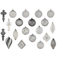 Set di 35 palline di Natale in vetro grigio da appendere all'albero di Natale in stile in stile tradizionale glamour