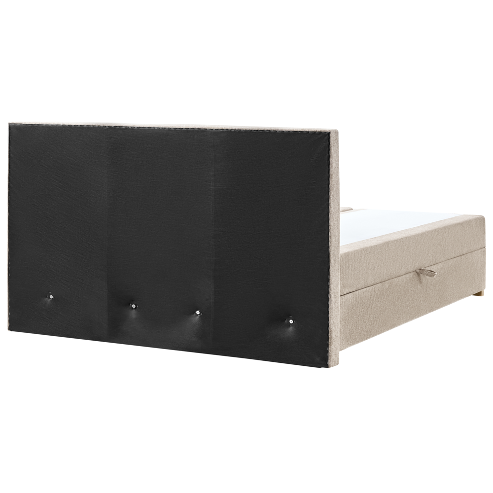 Letto matrimoniale con contenitore sollevabile in tessuto tortora 160 x 200 cm con testiera stile moderno