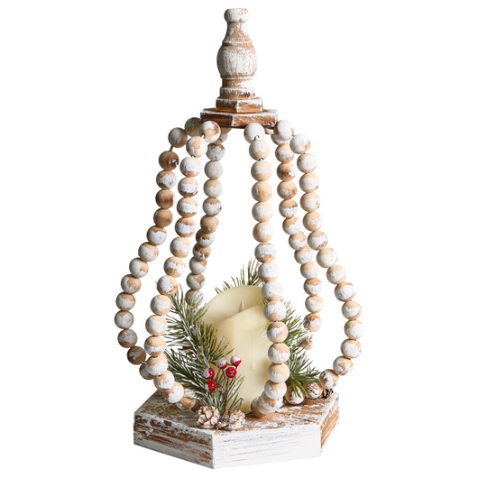 Decorazione natalizia LED Lanterna artigianale in legno di abete marrone chiaro Candela tradizionale