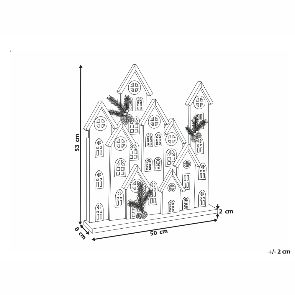 Decorazione natalizia LED in legno di abete bianco a forma di casa, realizzata a mano in stile tradizionale