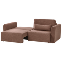 Divano letto a 3 posti marrone bouclé imbottito con funzione letto cuscini aggiuntivi pieghevole