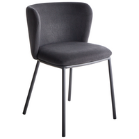 Set di 2 sedie da pranzo in poliestere nero Rivestimenti in metallo nero Gambe senza braccioli Schienale curvo Design moderno e contemporaneo