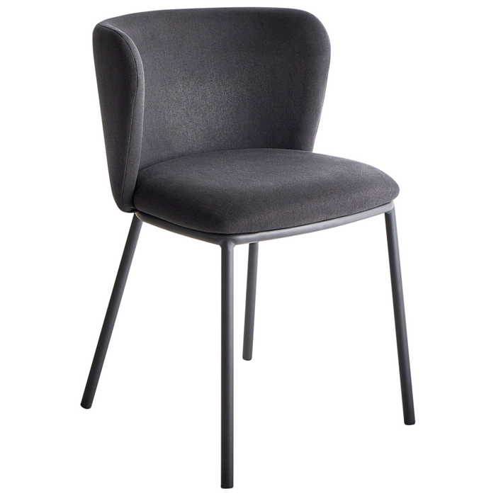 Set di 2 sedie da pranzo in poliestere nero Rivestimenti in metallo nero Gambe senza braccioli Schienale curvo Design moderno e contemporaneo