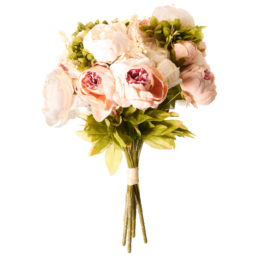 Bouquet di fiori artificiali rosa pastello Decorazione artificiale 45 cm Peonie Decorazione da tavolo Soggiorno Sala da pranzo