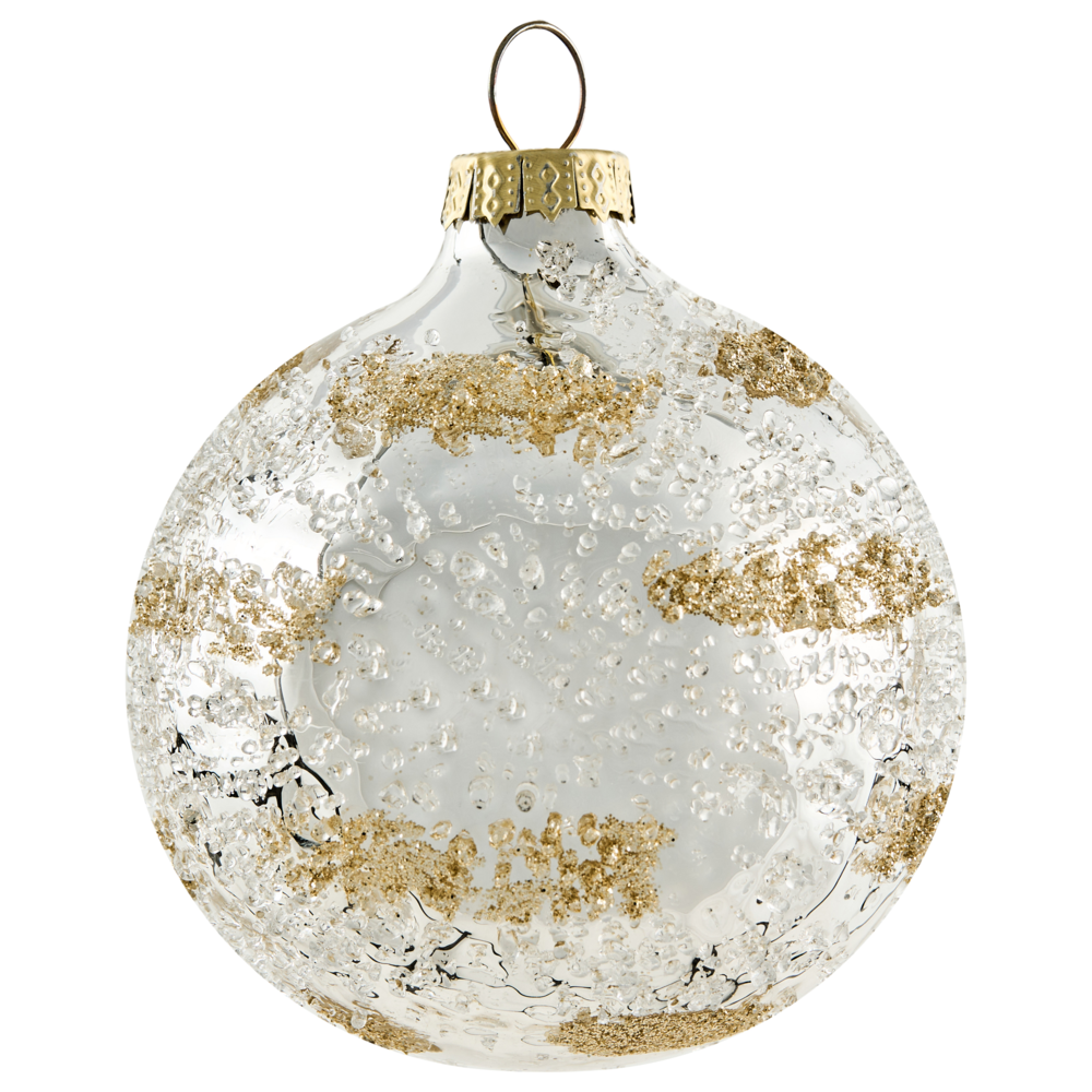 Set di 25 palline di Natale in vetro da appendere all'albero di Natale in stile tradizionale glamour trasparente e dorato